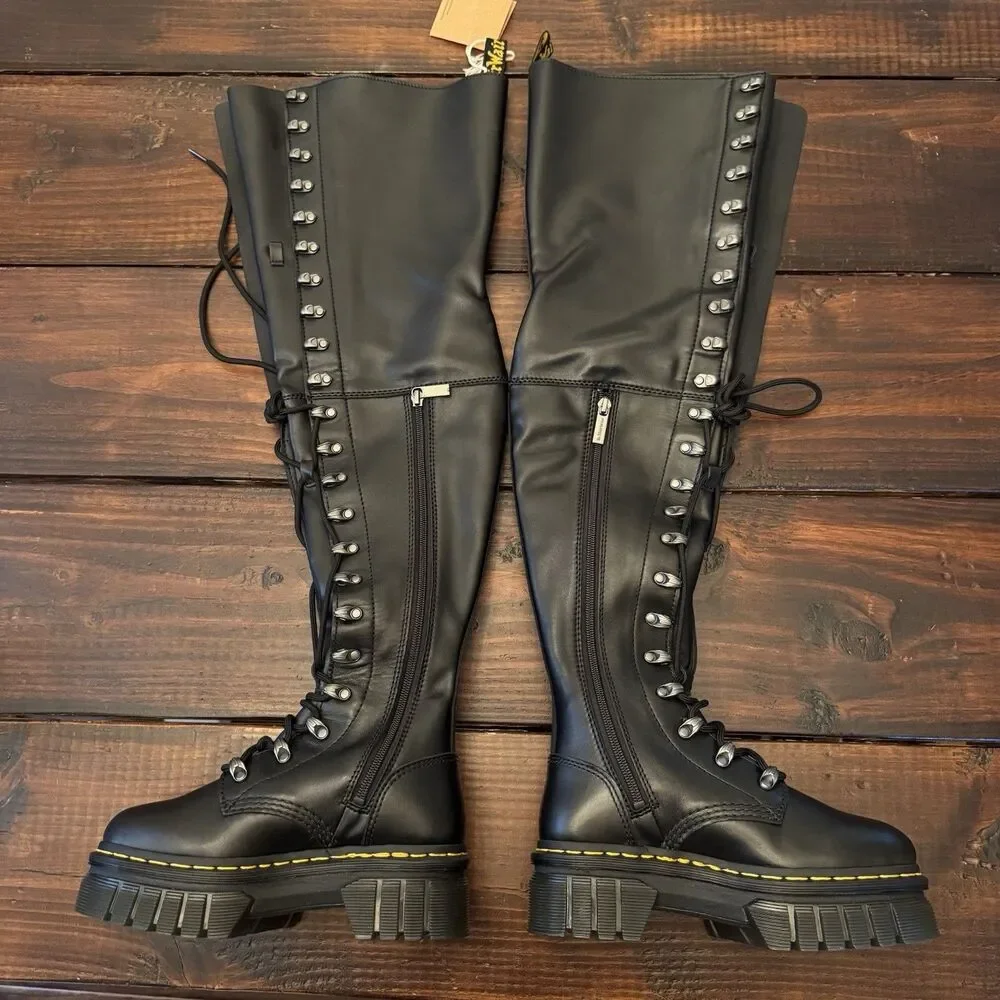 Dr Martens Audrick 22-Eye Extreme Lace Knee High Platform Boots
